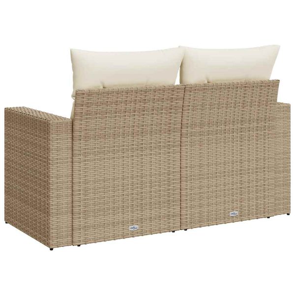 vidaXL Garden Sofa with Cushions 2-Seater Beige Poly Rattan