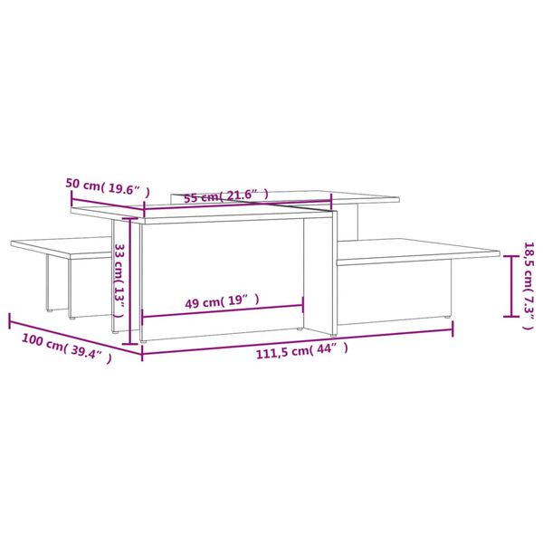 vidaXL Coffee Tables 2 pcs Sonoma Oak and White Engineered Wood