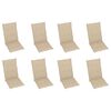 vidaXL Reclining Garden Chairs with Cushions 8 pcs Solid Teak Wood
