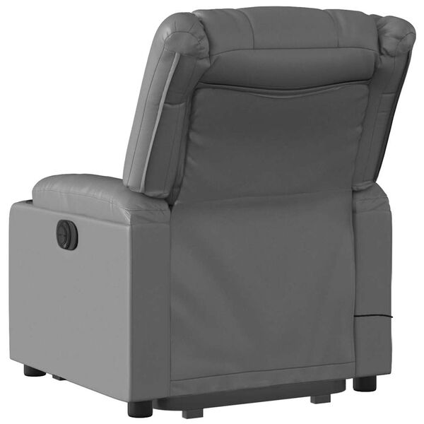 vidaXL Stand up Massage Recliner Chair Grey Faux Leather