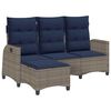 vidaXL Reclining Garden Sofa with Cushions L-shaped Grey Poly Rattan