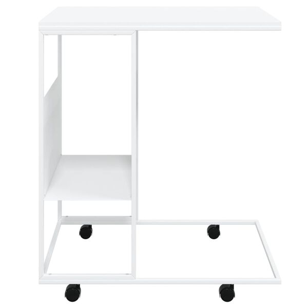 vidaXL Side Table with Wheels White 55x36x63.5 cm Engineered Wood