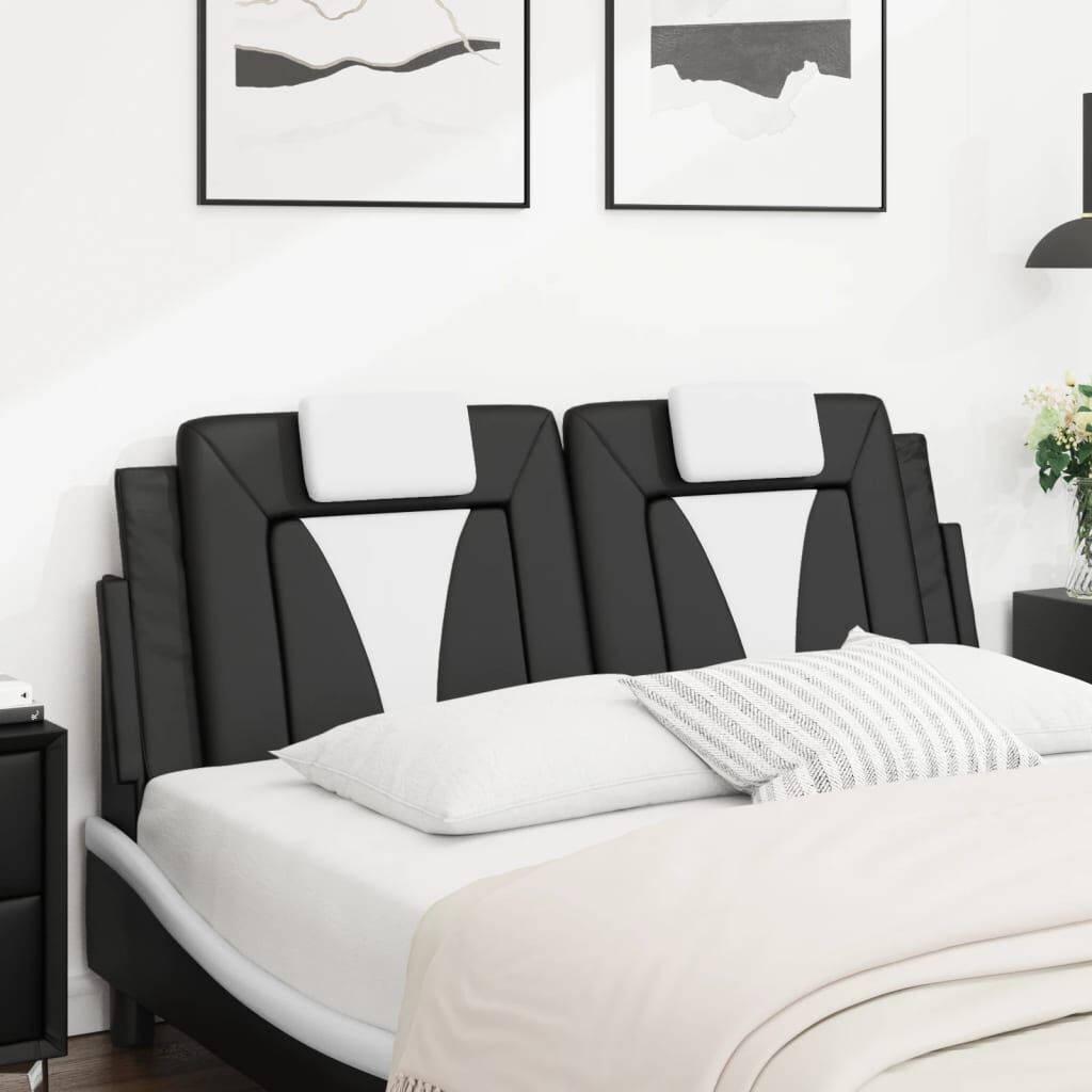 vidaXL Headboard Cushion Black and White 137 cm Double Faux Leather