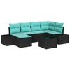 vidaXL Garden Sofa Set 6 pcs Black and Turquoise Poly Rattan
