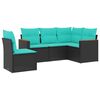 vidaXL 5 Piece Garden Sofa Set with Cushions Black Poly Rattan