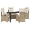 vidaXL Garden Dining Set with Cushion 5 pcs Beige Poly Rattan