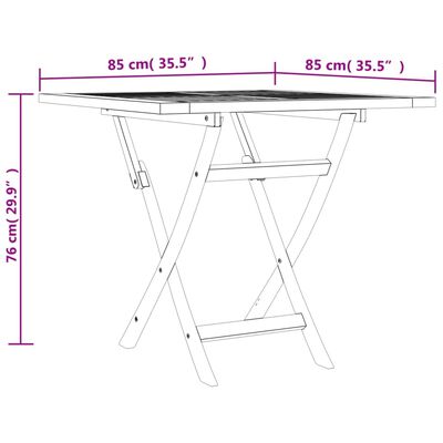 vidaXL Folding Garden Table 85x85x76 cm Solid Teak Wood