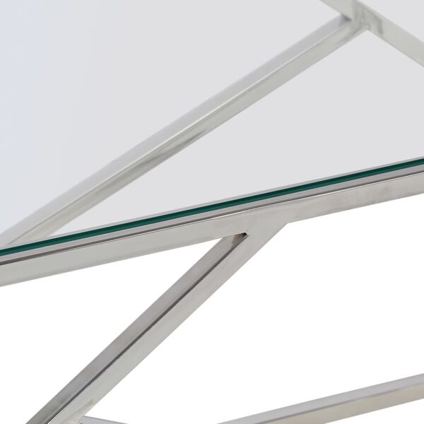 vidaXL Coffee Table Silver Stainless Steel and Tempered Glass