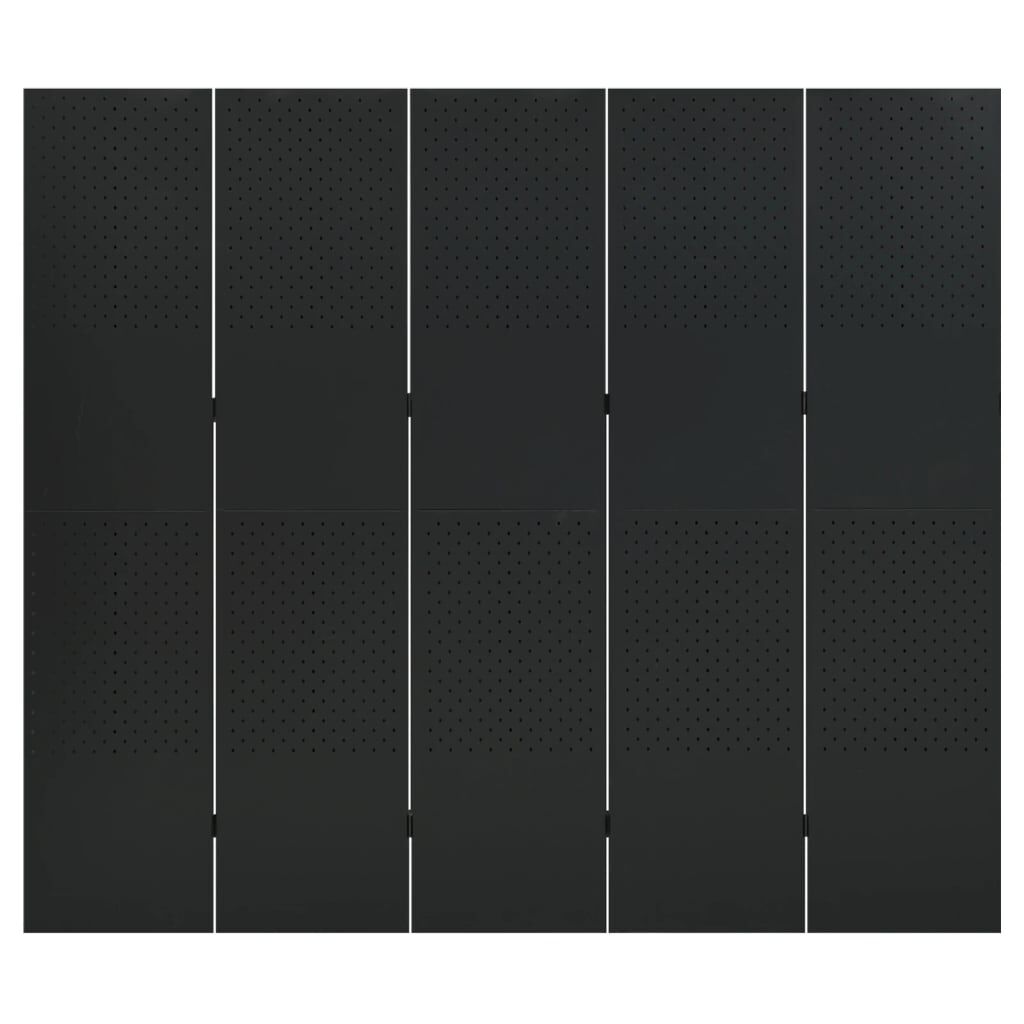 vidaXL 5-Panel Room Divider Black 200x180 cm Steel