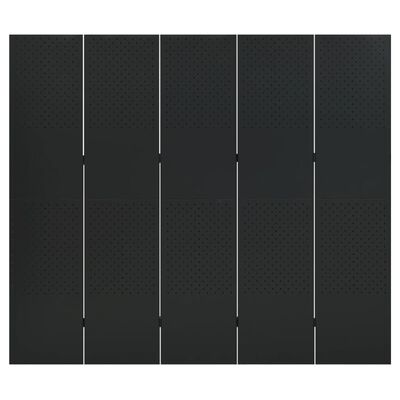 vidaXL 5-Panel Room Divider Black 200x180 cm Steel