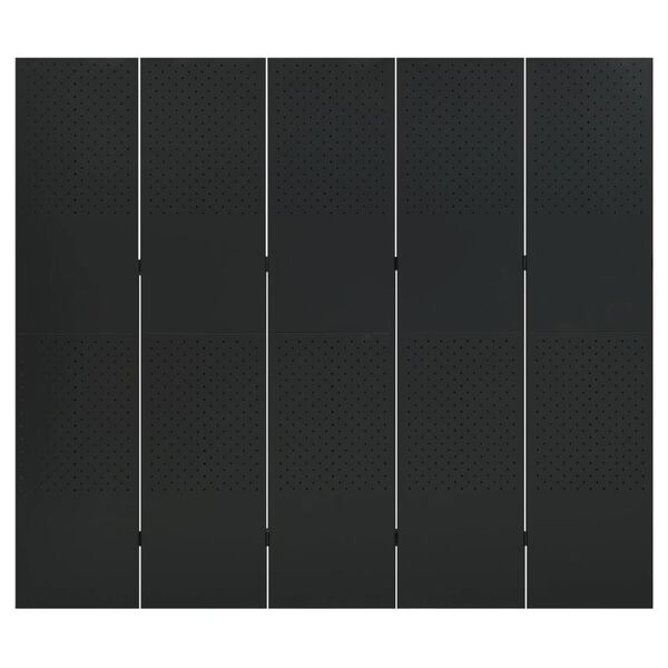 vidaXL 5-Panel Room Divider Black 200x180 cm Steel