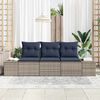 vidaXL Sofa Set with Cushion 3 pcs Grey Poly Rattan
