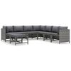 vidaXL 9 Piece Garden Lounge Set with Cushions Poly Rattan Grey