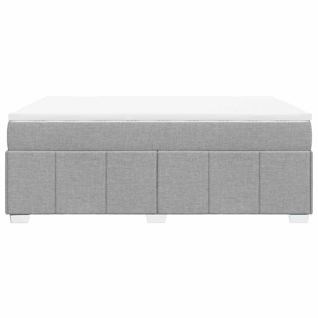 vidaXL Box Spring Bed with Mattress Light Grey Queen Fabric