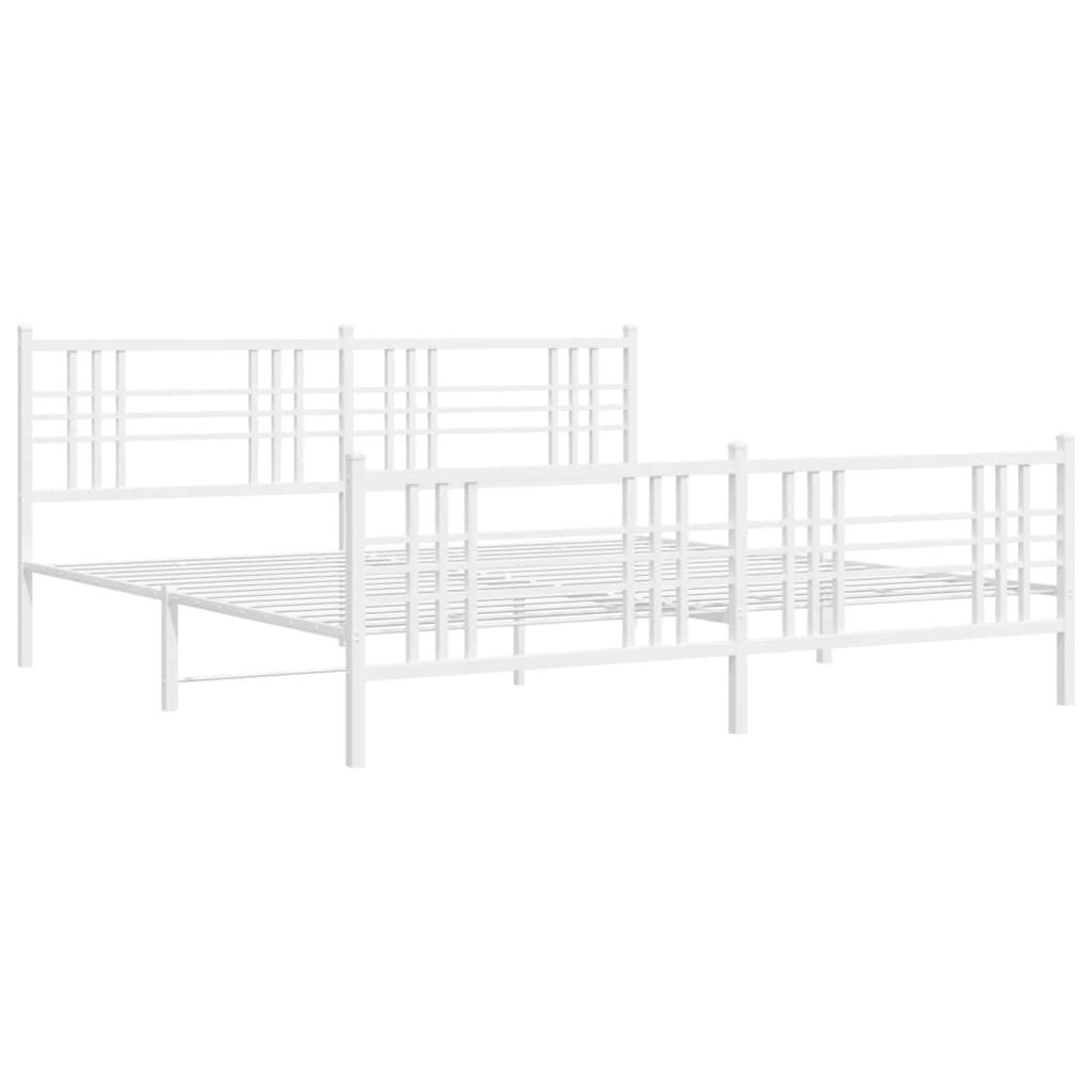 vidaXL Metal Bed Frame without Mattress with Footboard White 193x203cm