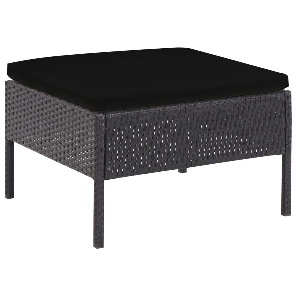 vidaXL 6 Piece Garden Lounge Set with Cushions Poly Rattan Black