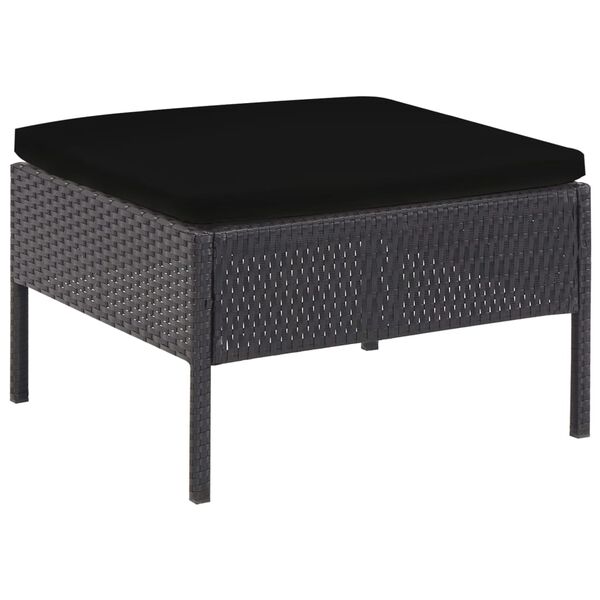 vidaXL 6 Piece Garden Lounge Set with Cushions Poly Rattan Black