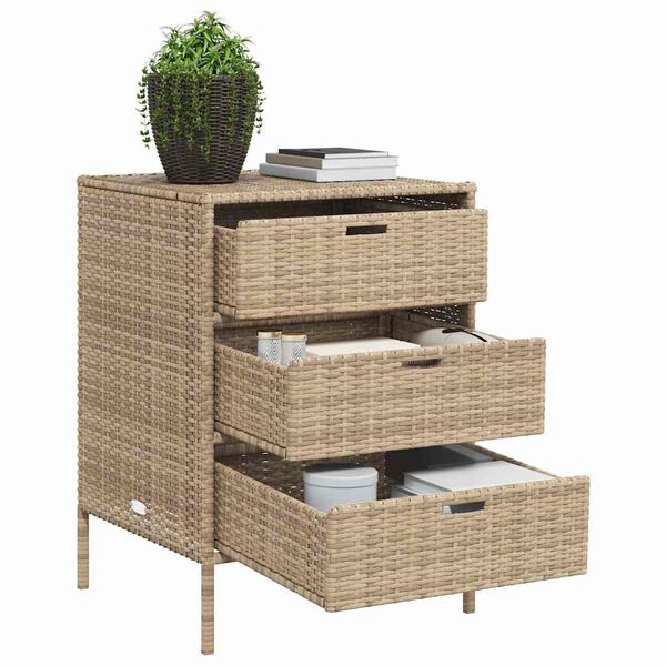 vidaXL Garden Storage Cabinet Beige 55x59x80 cm Poly Rattan