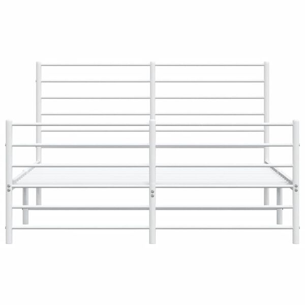 vidaXL Metal Bed Frame without Mattress with Footboard White 150x200cm