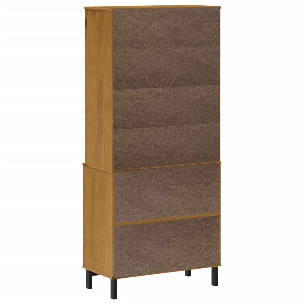 vidaXL Highboard with Glass Doors FLAM 80x40x180 cm Solid Wood Pine