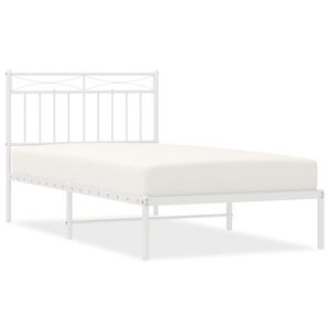 vidaXL Metal Bed Frame without Mattress with Headboard White 100x190cm
