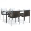 vidaXL 5 Piece Garden Dining Set with Cushions Poly Rattan and Steel