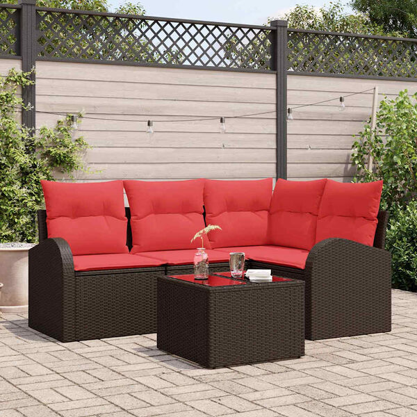 vidaXL Garden Sofa Set 5 pcs Brown Poly Rattan