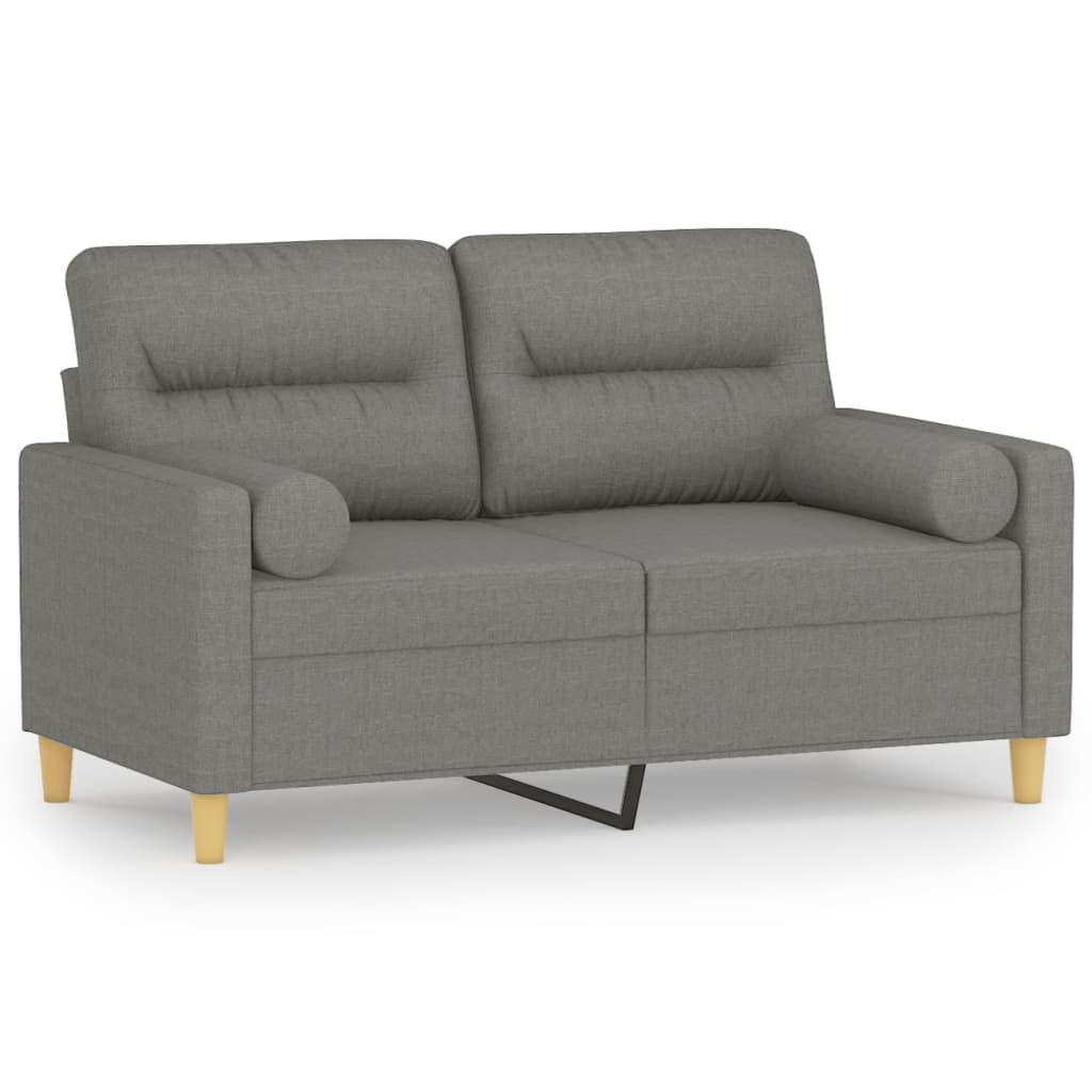 vidaXL 2-Seater Sofa with Pillows&Cushions Dark Grey 120 cm Fabric