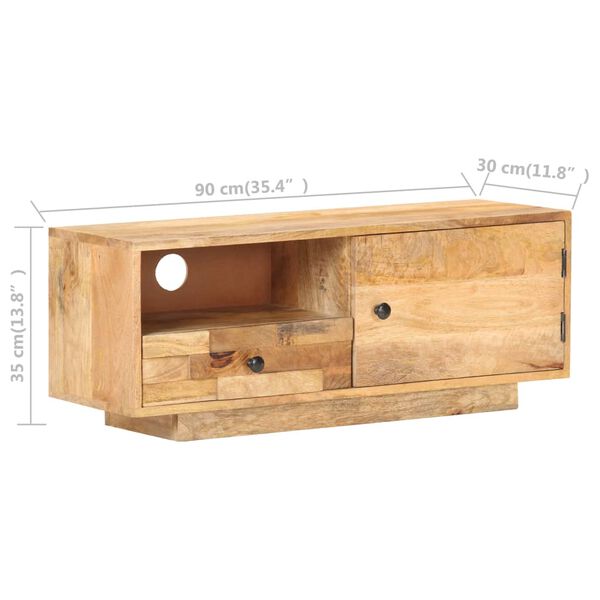 vidaXL TV Cabinet 90x30x35 cm Solid Mango Wood