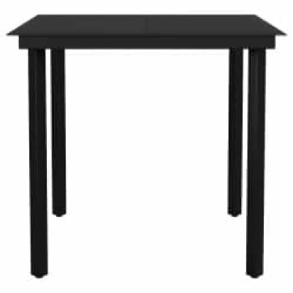 vidaXL 3 Piece Garden Dining Set with Cushions Black Poly Rattan Glass