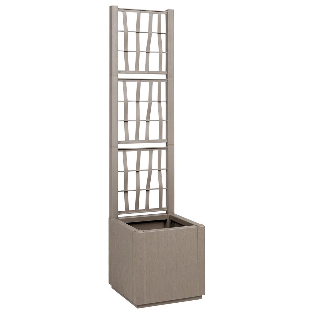 vidaXL Garden Planter with Trellis - Light Brown - 36x36x140 cm - PP
