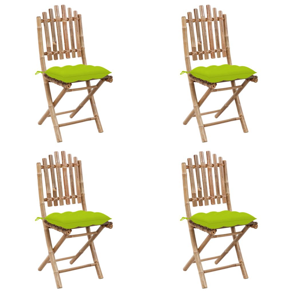 vidaXL 5 Piece Folding Outdoor Dining Set with Cushions Bamboo