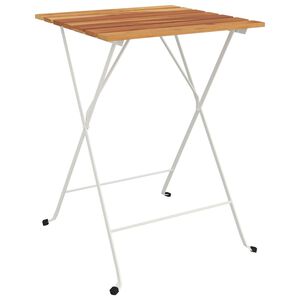 vidaXL Folding Bistro Table 55x54x71 cm Solid Wood Acacia and Steel