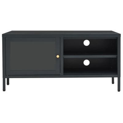 vidaXL TV Cabinet Anthracite 90x30x44 cm Steel and Glass