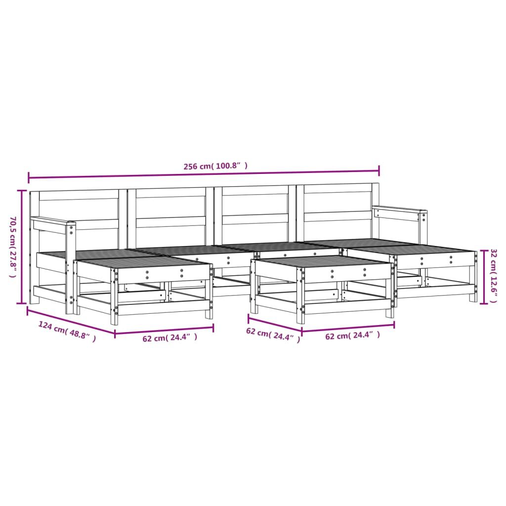 vidaXL 7 Piece Garden Lounge Set Solid Wood Pine
