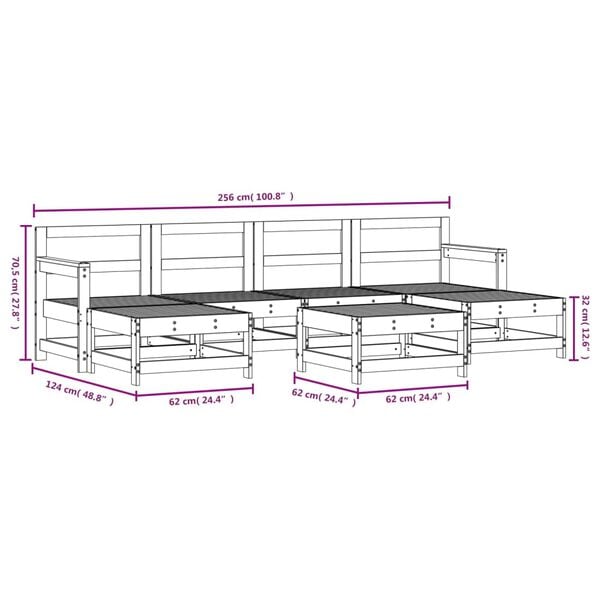 vidaXL 7 Piece Garden Lounge Set Solid Wood Pine