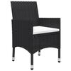 vidaXL 3 Piece Garden Bistro Set Poly Rattan and Tempered Glass Black