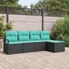 vidaXL Garden Sofa Set with Cushion 5 pcs Black and Turquoise
