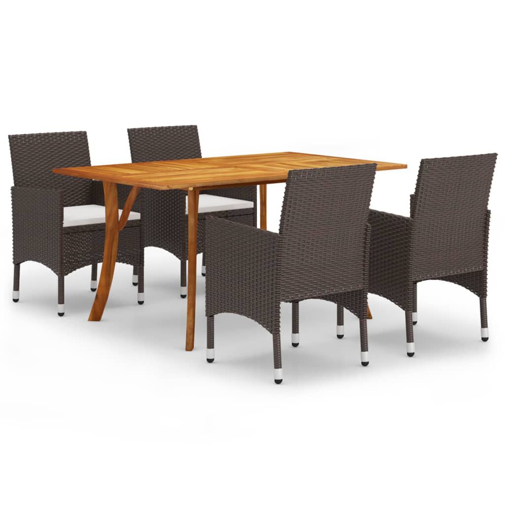 vidaXL 5 Piece Garden Dining Set Brown