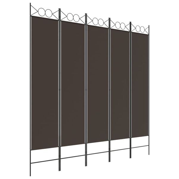 vidaXL 5-Panel Room Divider Brown 200x200 cm Fabric