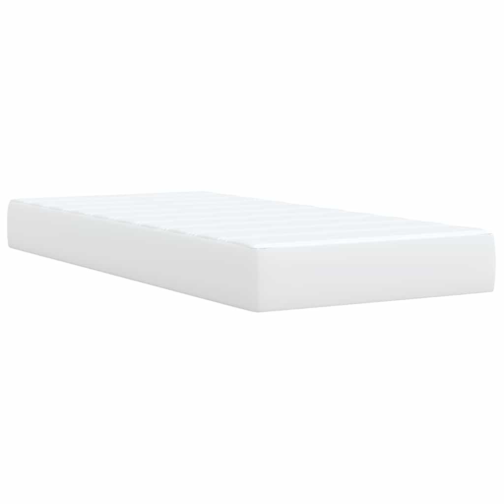 vidaXL Box Spring Bed with Mattress White Twin Faux Leather