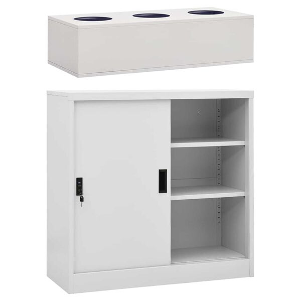 vidaXL Sliding Door Cabinet with Planter Box Light Grey Steel