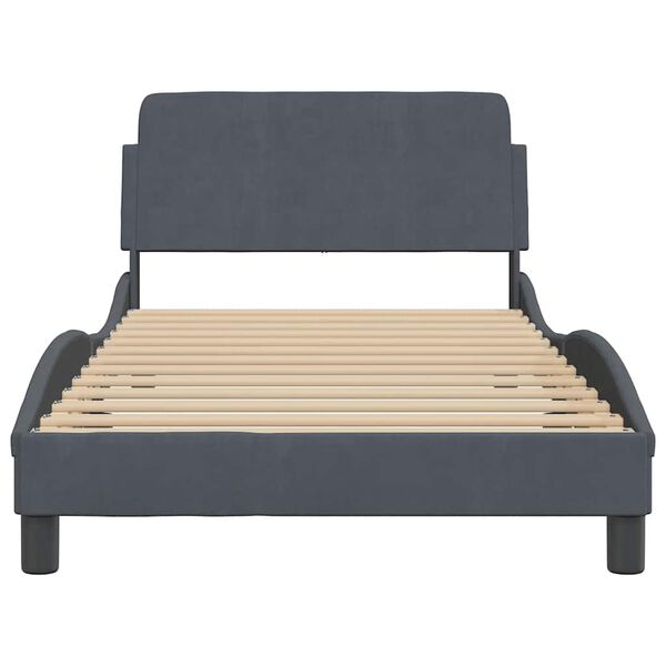 vidaXL Bed Frame "Dover" Dark Grey 100x190 cm Velvet