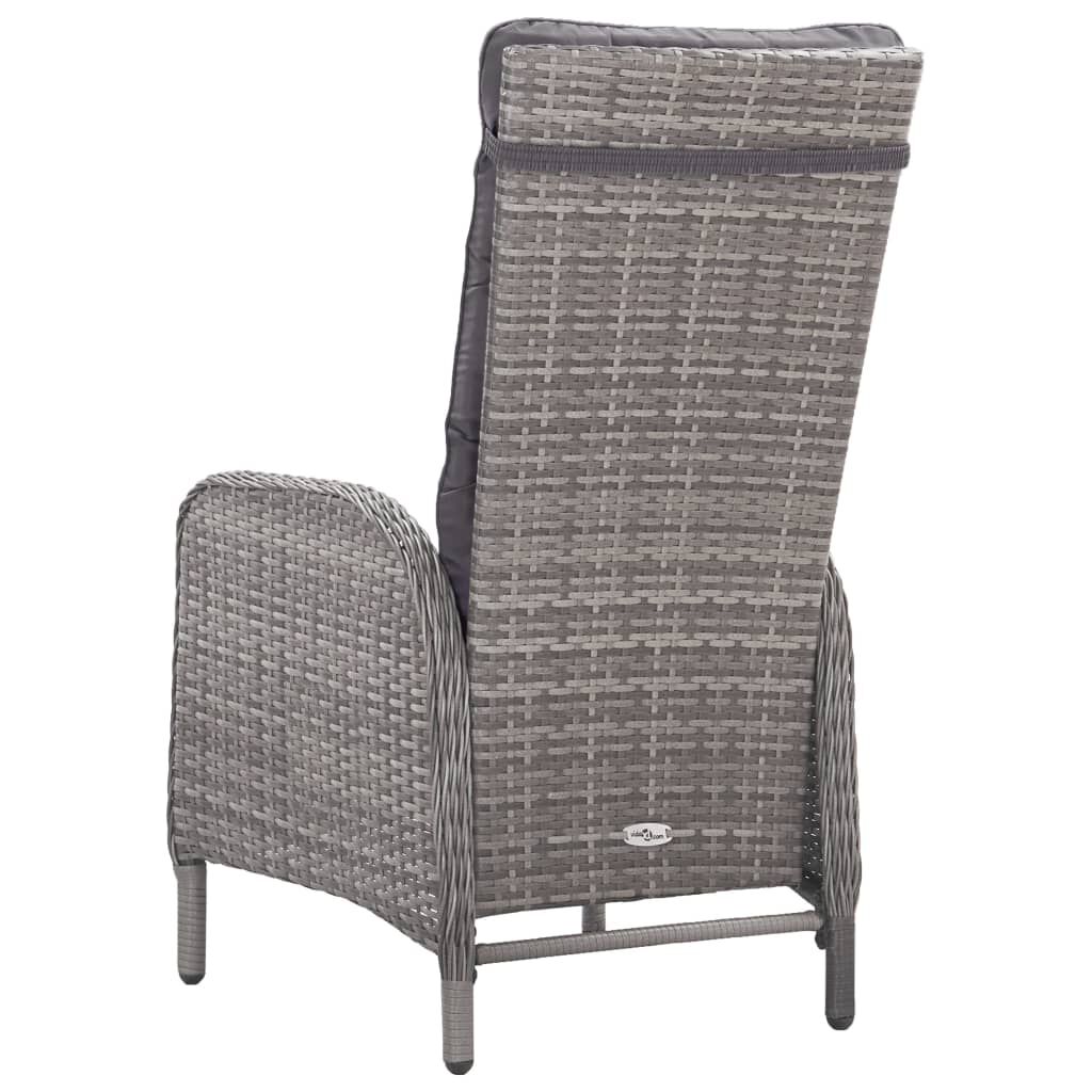 vidaXL 3 Piece Garden Bistro Set Poly Rattan and Glass Grey