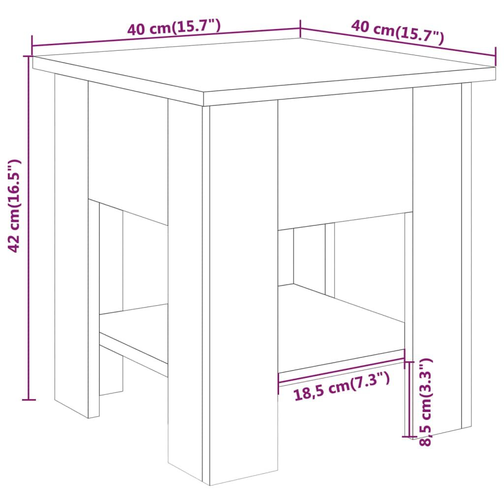 vidaXL Coffee Table Smoked Oak 40x40x42 cm Engineered wood