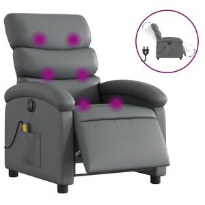 vidaXL Electric Massage Recliner Chair Grey Faux Leather