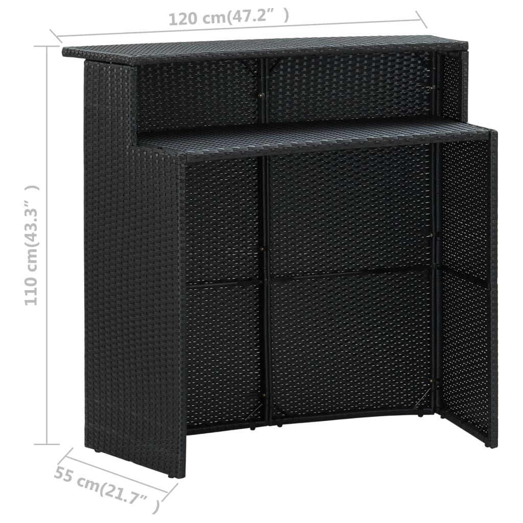 vidaXL 5 Piece Garden Bar Set with Cushions Black