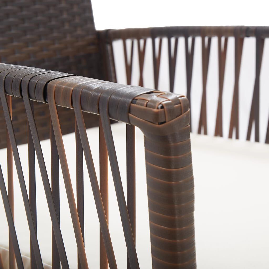 vidaXL Garden Armchairs with Cushions 2 pcs Brown Poly Rattan