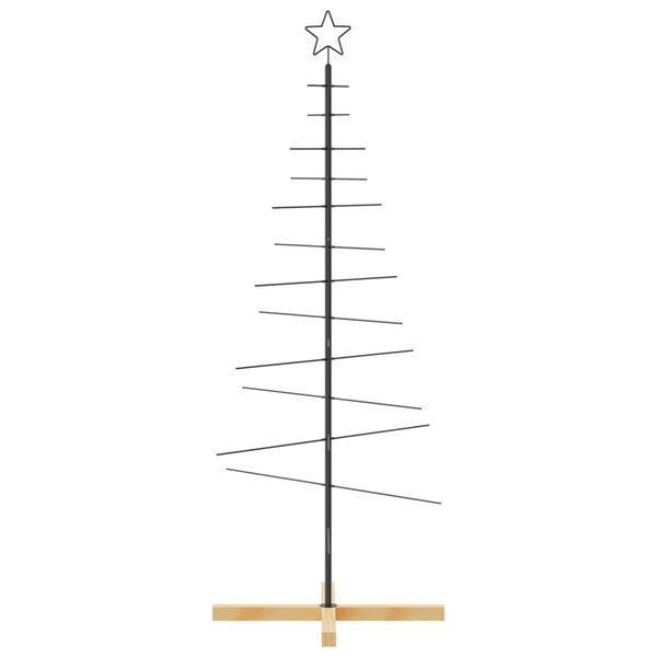 vidaXL Metal Christmas Tree with Wooden Base Black 150 cm