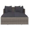 vidaXL Sunbed with Cushions Grey 182x118x63 cm Poly Rattan